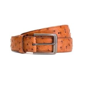 JRC & Sons Men’s Caramel Full Quill Ostrich Belt